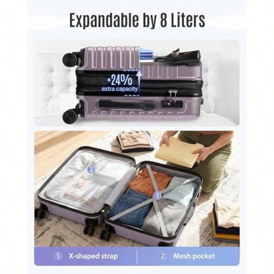 Valise cabine extensible 22x14 - Spinner Wheel Rolling Suitcase 20 Inch avis et prix